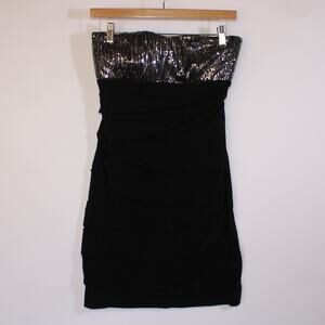 Y2K Ruby Rox Black Mini Dress With Sequined Cups Size L